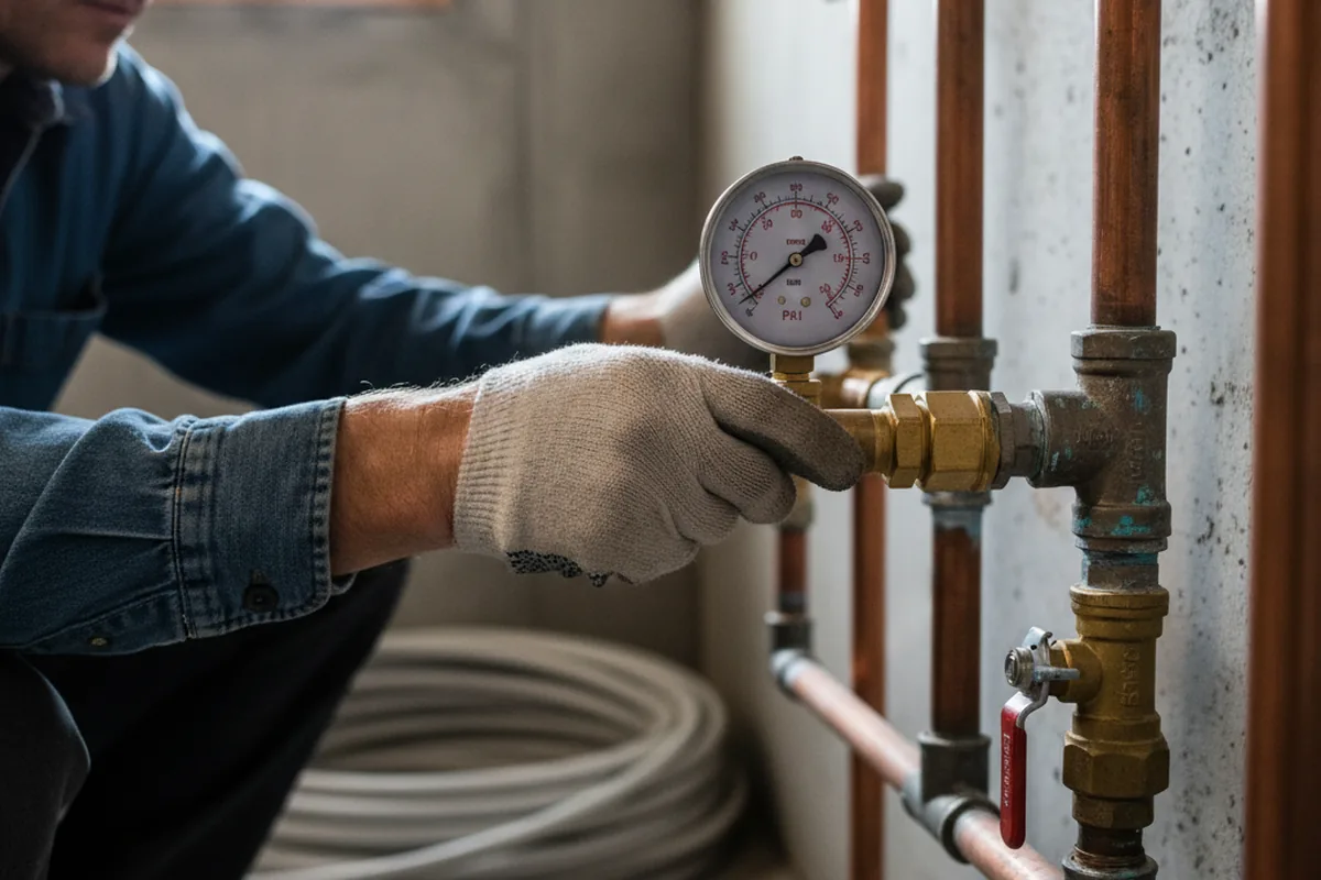 Pressure testing a repaired line during Water Line Repair in Ocean Isle Beach